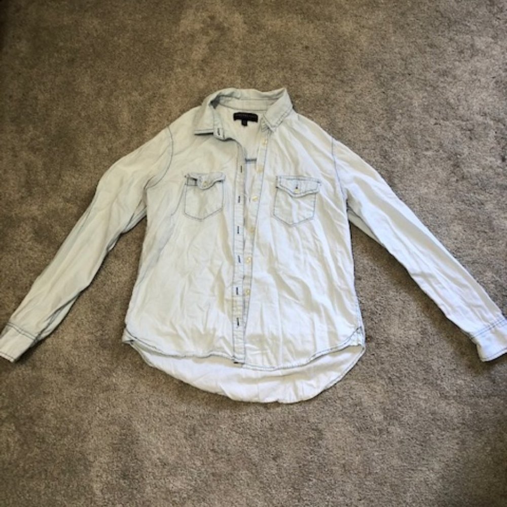 light blue button up